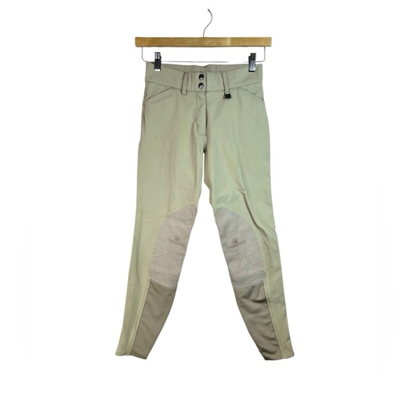 ROMFH Breeches Equestrian Pants Size 24 R Suede Inner Thigh Khaki Beige - Picture 1 of 16